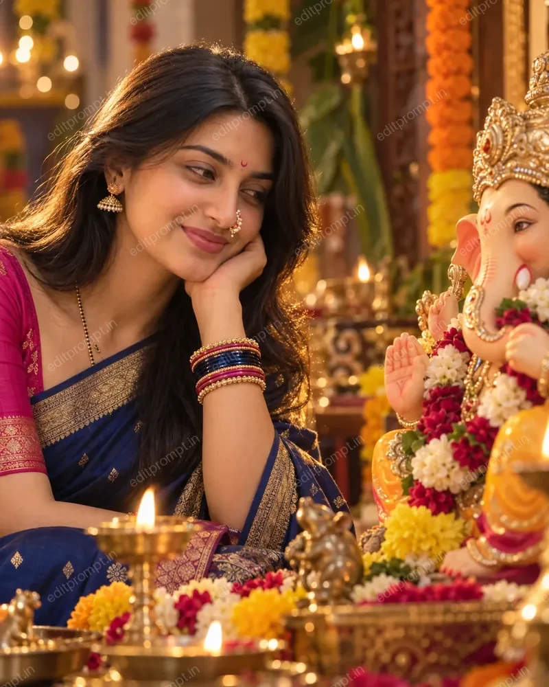 photo prompt — Ganpati Aarti AI Photo Prompt for Girls