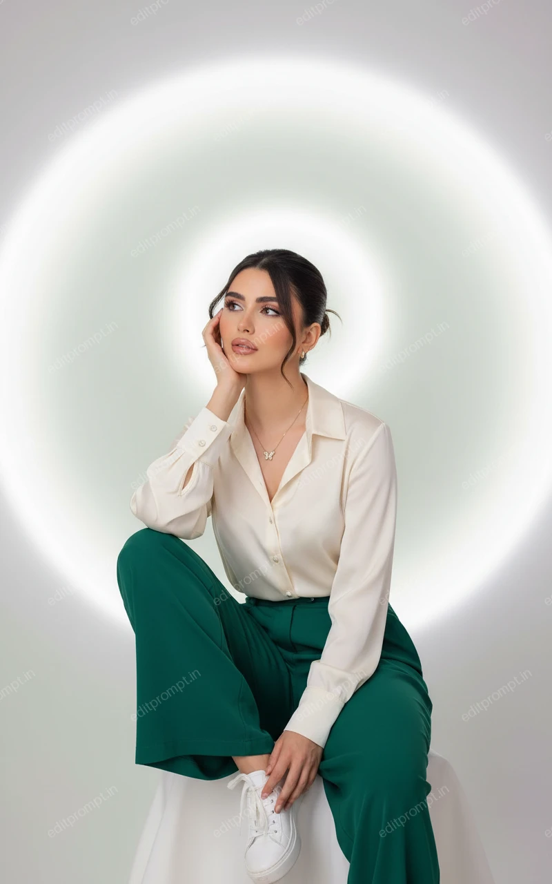 portrait ai photo prompt — Serene Minimalist Reflection Portrait AI Photo Prompt for Girls