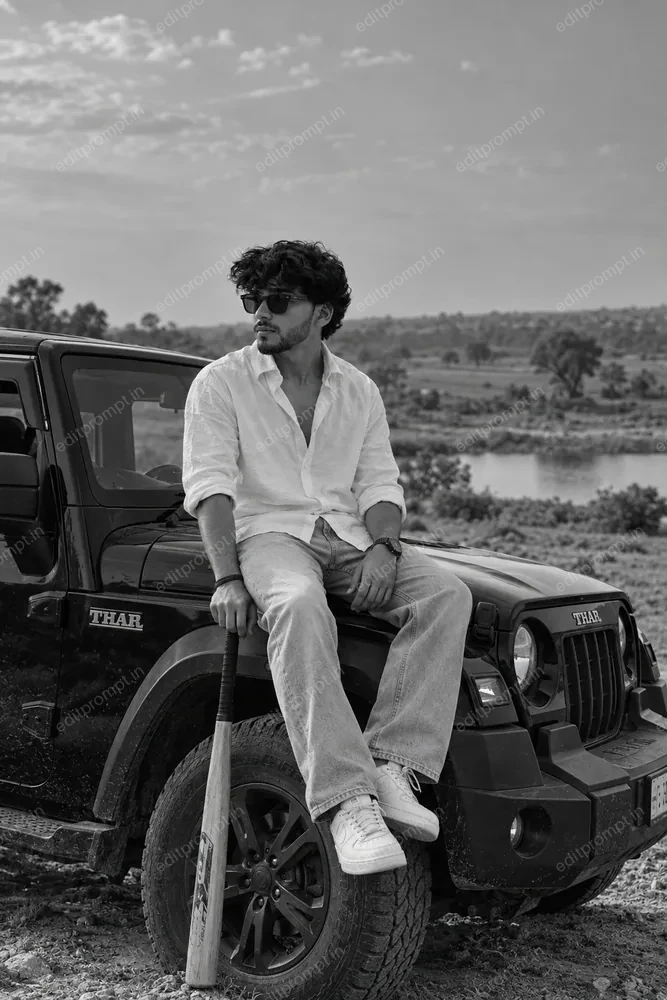 photo prompt — Black and White Thar AI Photo Prompt for Boys