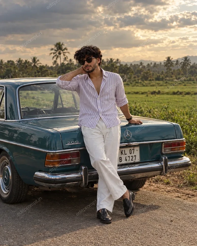 photo prompt — Vintage Mercedes Car AI Photo Prompt for Boys
