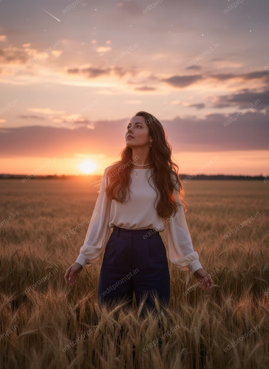 aesthetic ai photo prompt — Golden Hour Reverie Aesthetic AI Photo Prompt for Girls