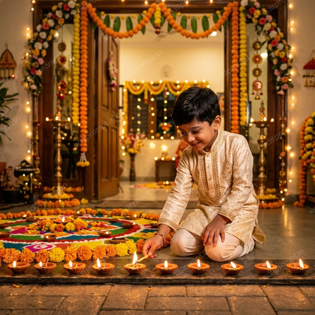 Diya Lighting Scene — Diwali preview