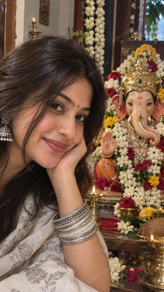 selfie ai photo prompt — Ganpati Selfie AI Photo Prompt for Girls