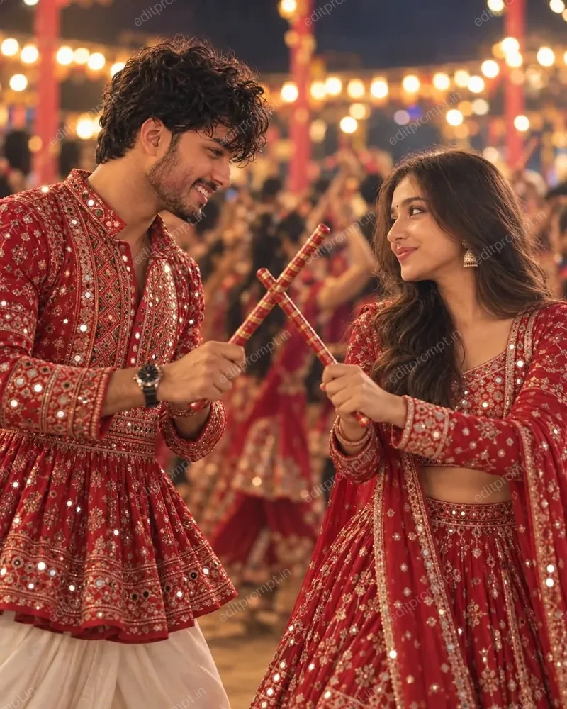 photo prompt — Dandiya Couple AI Photo Prompt