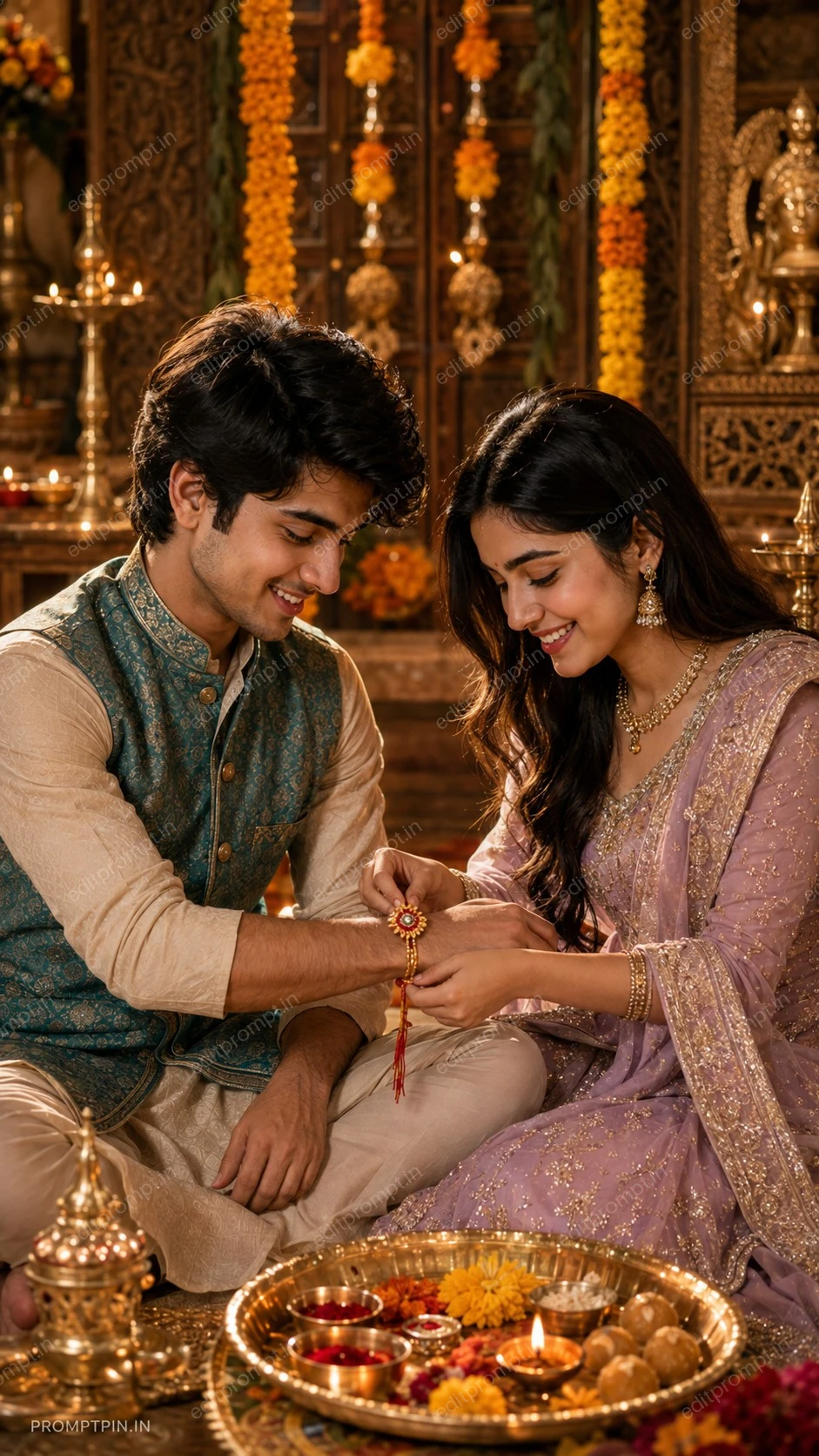 photo prompt — Traditional Raksha Bandhan AI Photo Prompt for Siblings