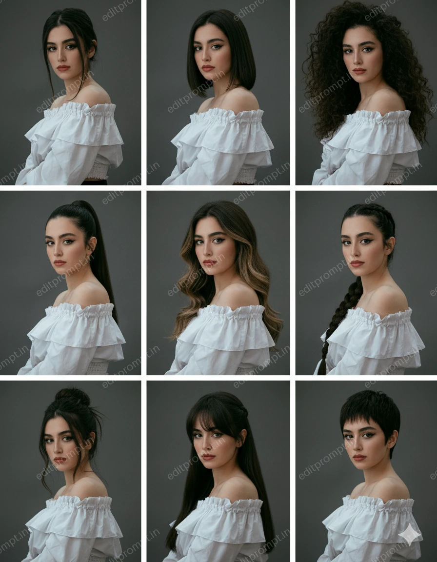 collage ai photo prompt — Hairstyles Collage AI Photo Prompt for Girls