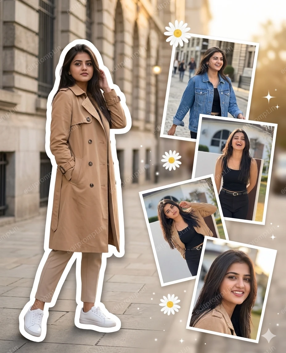 collage ai photo prompt — Modern aesthetic photo collage AI Photo Prompt for Girls