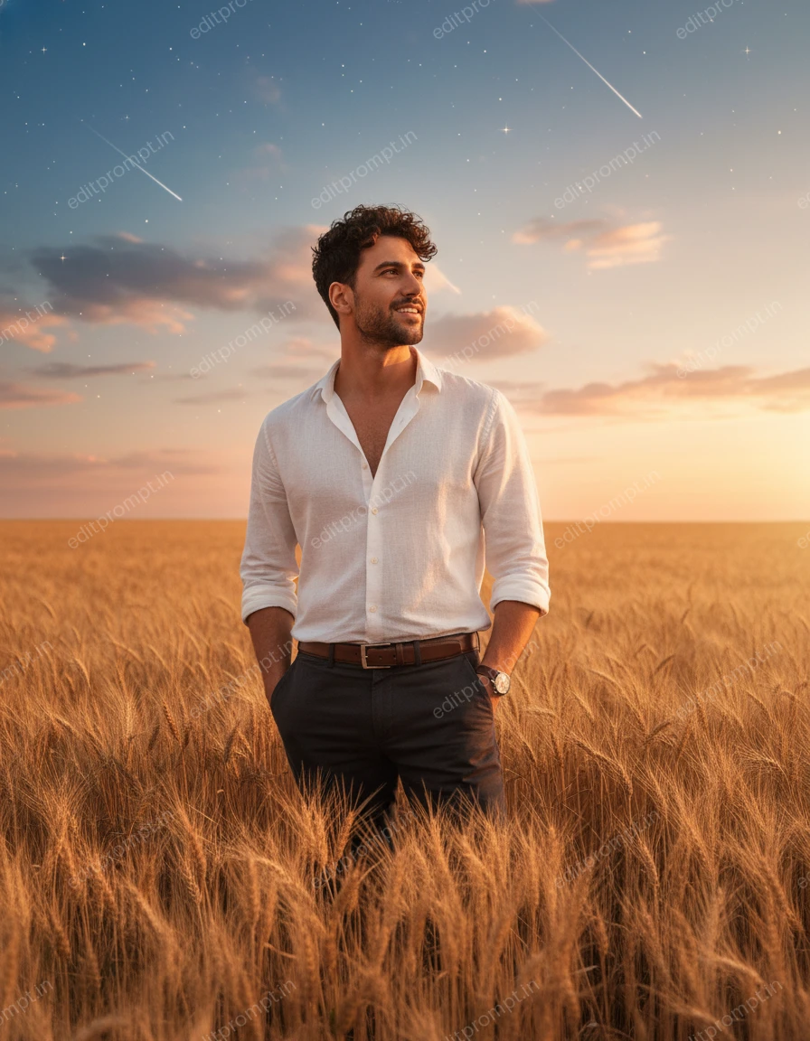 aesthetic ai photo prompt — Golden Hour Reverie Aesthetic AI Photo Prompt for Boys