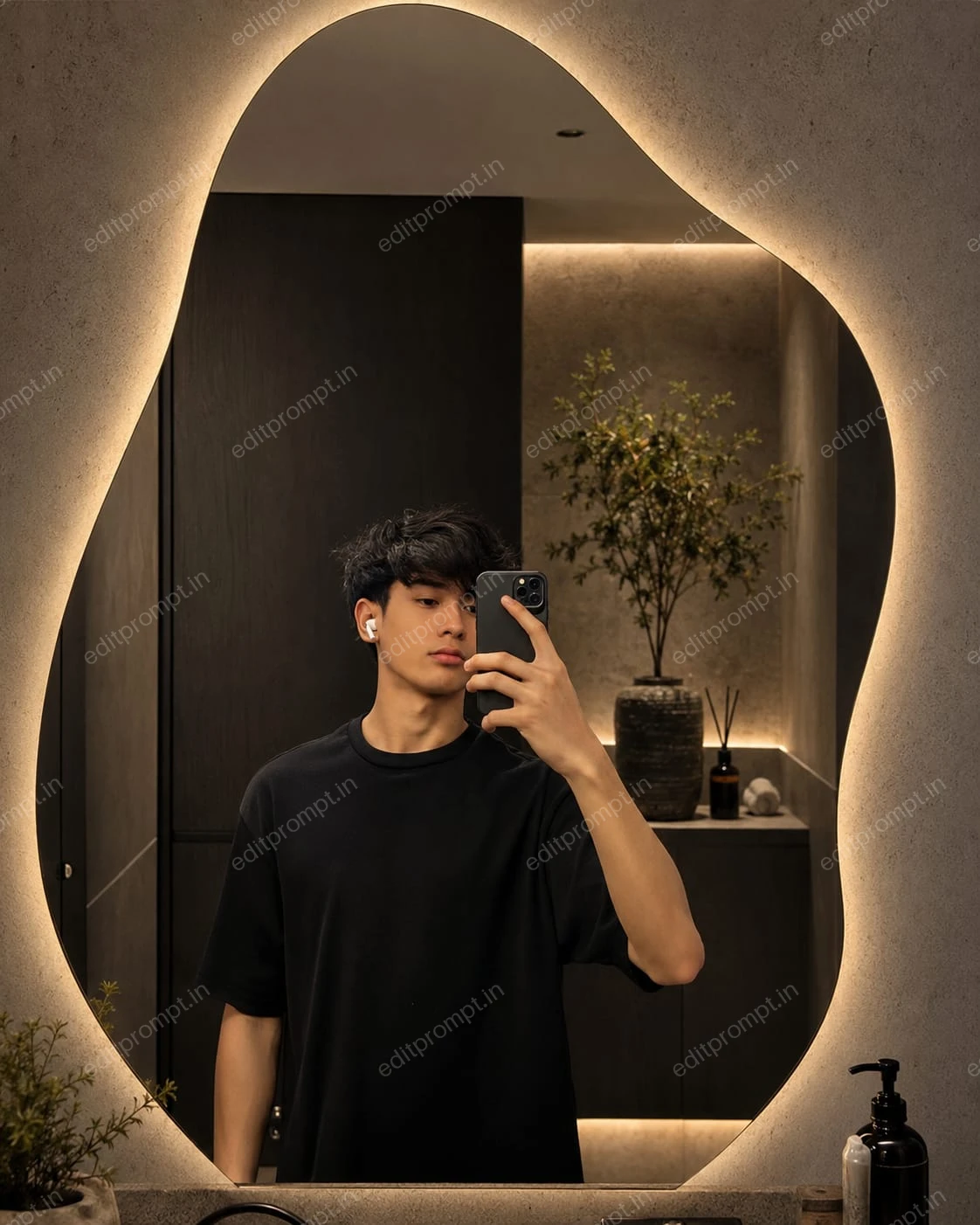 selfie ai photo prompt — Asthetic Mirror Selfie For Boys