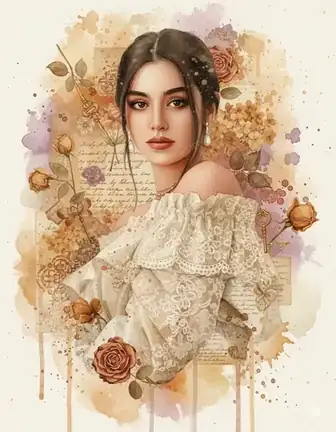 cartoon ai photo prompt — Vintage Watercolor Paintings Cartoon AI Photo Prompt for Couple