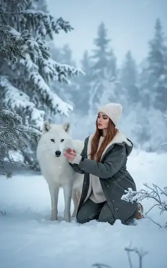 travel ai photo prompt — Silent Companion in Snow Travel AI Photo Prompt for Girls