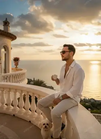 aesthetic ai photo prompt — Coffee Above the Waves Aesthetic AI Photo Prompt for Boys
