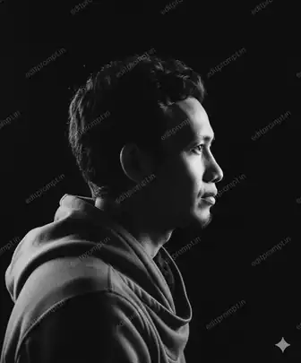 portrait ai photo prompt — Monochrome side-profile shot Portrait AI Photo Prompt for Boys