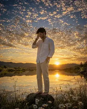 photo prompt — Ultra Realistic Sunset + River Moments Photo Prompt