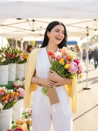 aesthetic ai photo prompt — Flower Market Aesthetic AI Photo Prompt for Girls