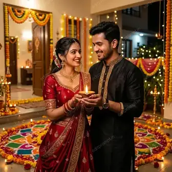 Romantic Diya Portrait — Diwali preview