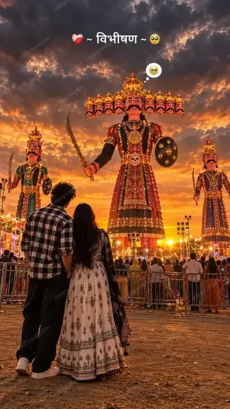 Dussehra Couple Photo with Ravan AI Prompt — AI photo prompt example