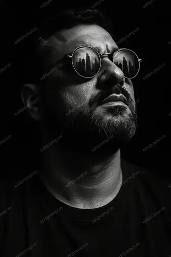 cinematic ai photo prompt — Urban Reflection in Dramatic Light